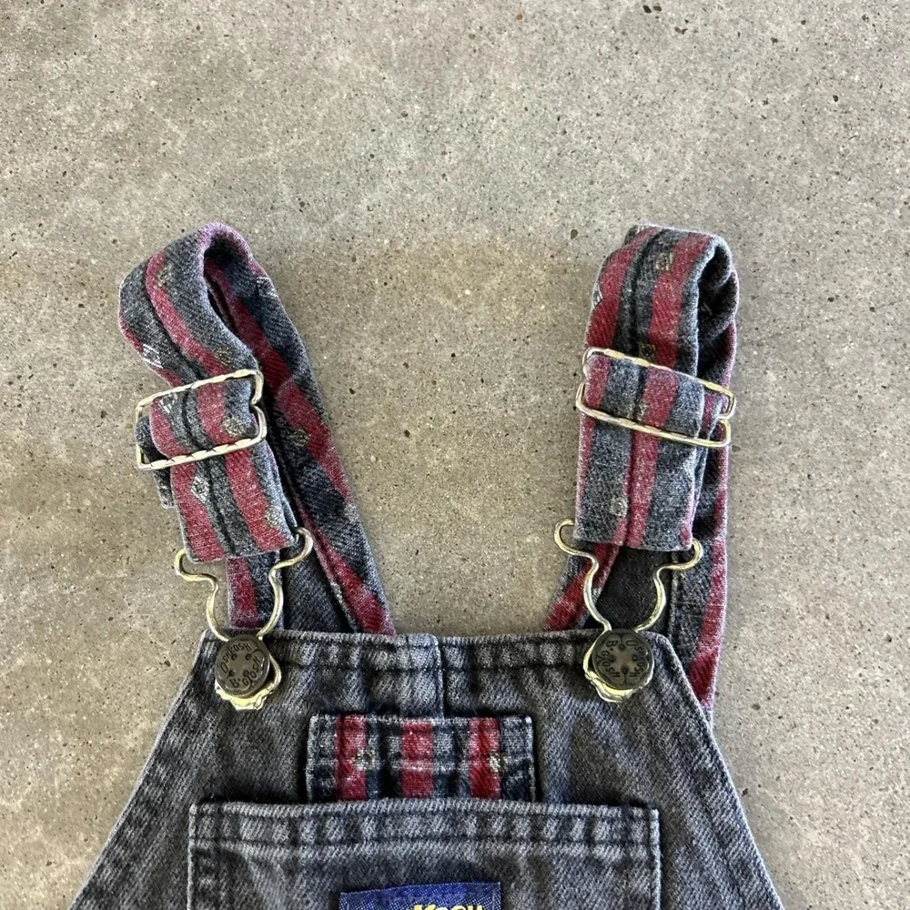 Vintage OshKosh B Gosh Vestbak Denim Overalls Black Red‎ Size 5 USA